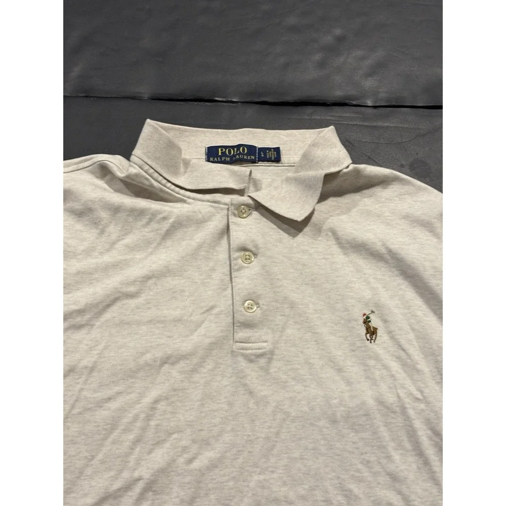 Polo Ralph Lauren Men's Classic Fit Soft Cotton Short-Sleeve Polo Shirt Beige LG